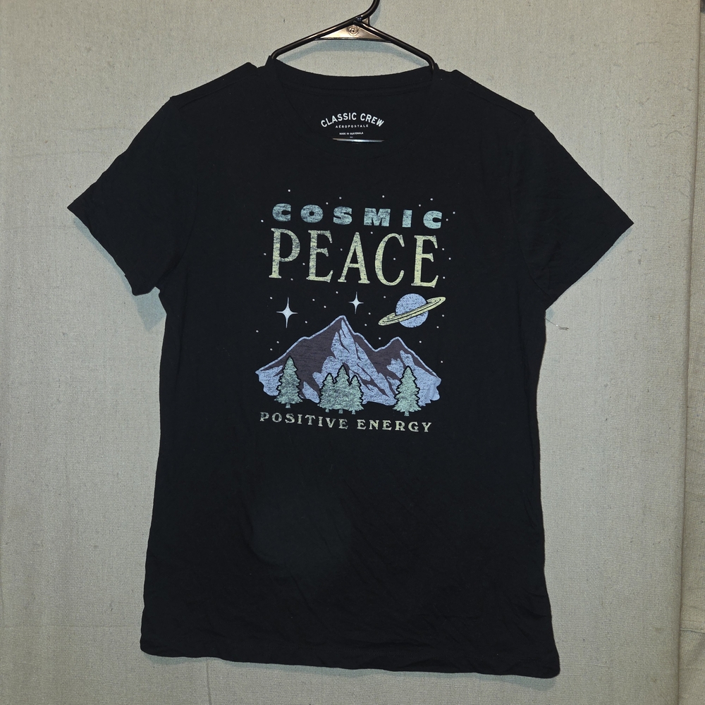 Aeropostle Classic Black Cosmic Peace Tee